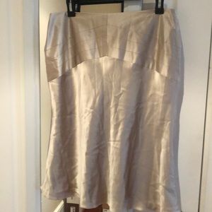 Loft champagne colored silk skirt